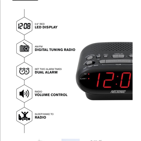 Nelsonic AM/FM Digital Tuning Clock Radio, NLC695 - Picture 3 of 9